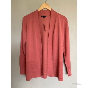 Lety & Me Size Small Coral Pink Gabby Pointelle Open Cardigan Stitch Fix NWT
